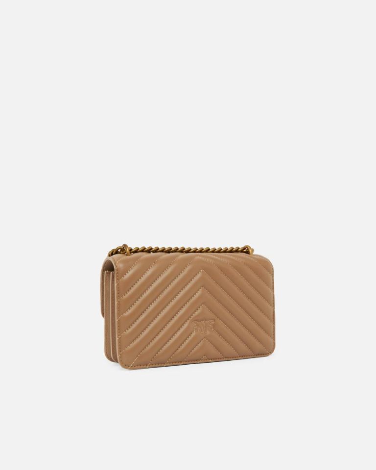 Pinko Mini Love Bag One Chevron Ginger Biscuit-Antique Gold Crossbody Bags - Image 2