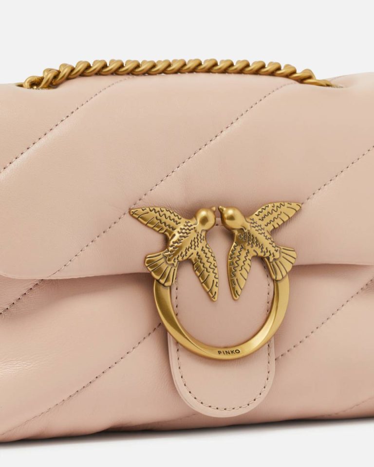 Pinko Pink/Dusty Pink-Antique Gold Mini Love Bag Puff Maxi Quilt Shoulder Bags - Image 3