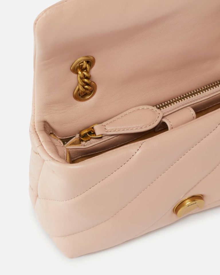 Pinko Pink/Dusty Pink-Antique Gold Mini Love Bag Puff Maxi Quilt Shoulder Bags - Image 4