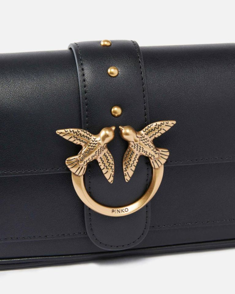 Pinko Pocket Love Bag One Simply Crossbody Bags Black-Antique Gold - Image 3