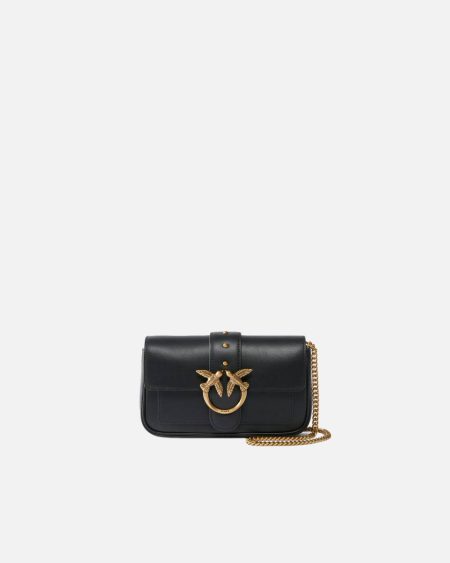 Pinko Pocket Love Bag One Simply Crossbody Bags Black-Antique Gold