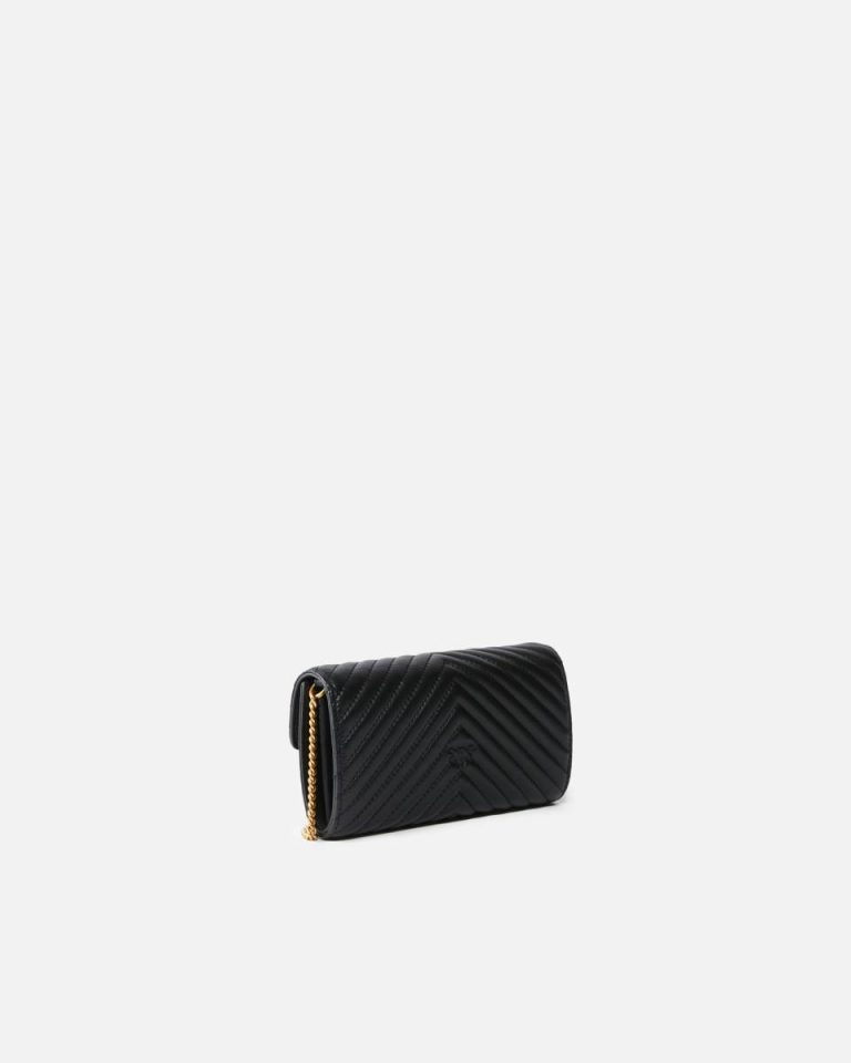 Pinko Purses Love Bag One Wallet Chevron Black-Antique Gold - Image 2