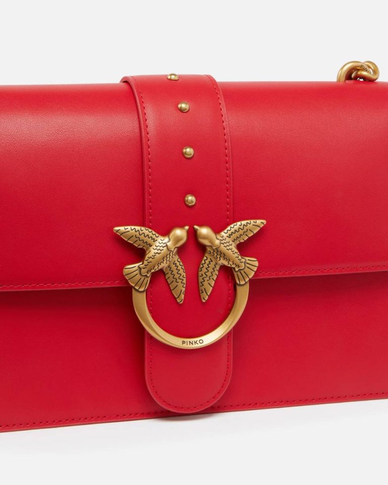 Pinko Red-Antique Gold Classic Love Bag One Simply Crossbody Bags - Image 3