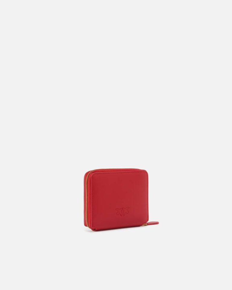 Pinko Red-Antique Gold Purses Square Leather Zip-Around Purse - Image 2