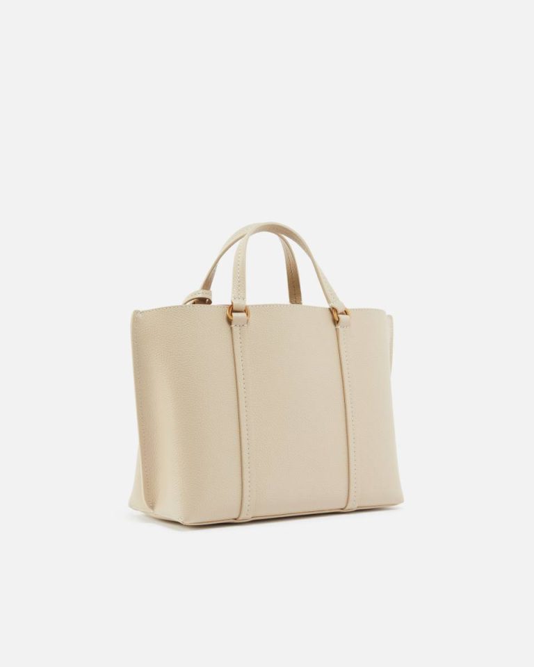 Pinko Shopping Bags Beige-Smoke Grey-Antique Gold Tumbled Leather Shopper Bag - Image 2