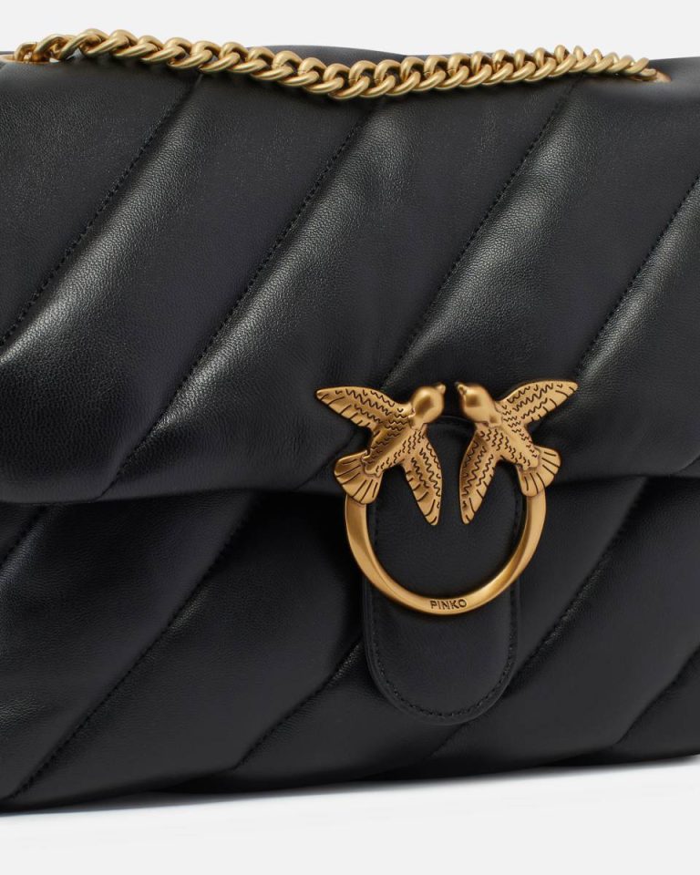 Pinko Shoulder Bags Big Love Bag Puff Maxi Quilt Black-Antique Gold - Image 3