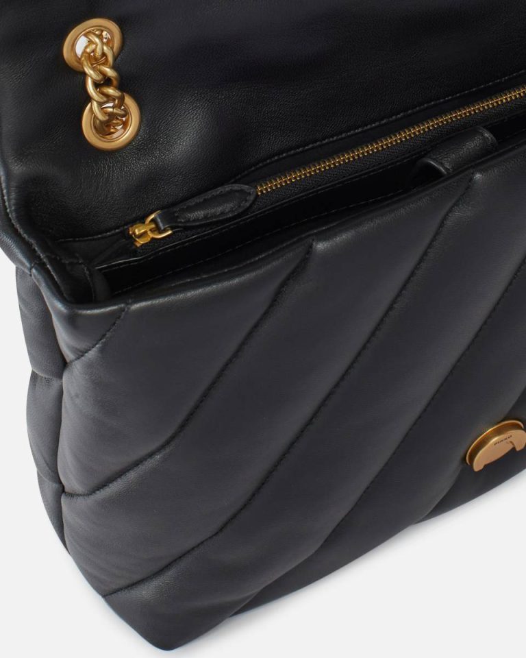 Pinko Shoulder Bags Big Love Bag Puff Maxi Quilt Black-Antique Gold - Image 4