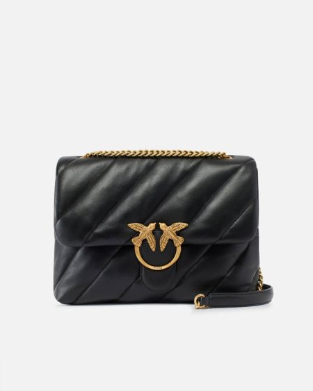 Pinko Shoulder Bags Big Love Bag Puff Maxi Quilt Black-Antique Gold