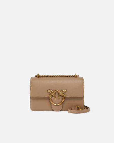 Pinko Shoulder Bags Mini Love Bag One Simply Ginger Biscuit-Antique Gold