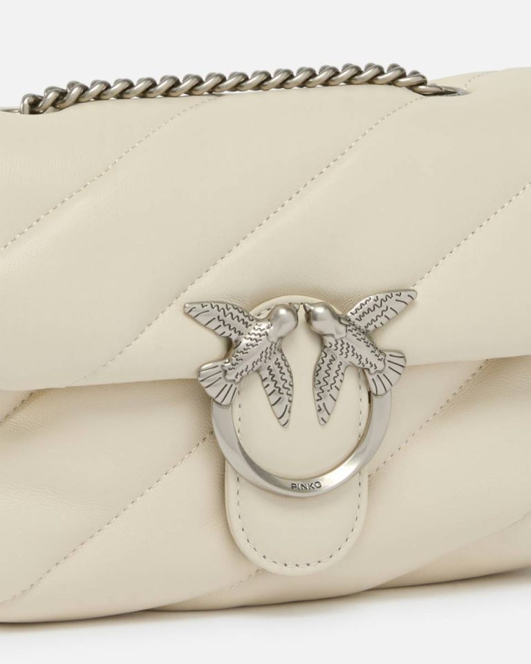 Pinko Shoulder Bags Mini Love Bag Puff Maxi Quilt White+White-Old Silver - Image 3