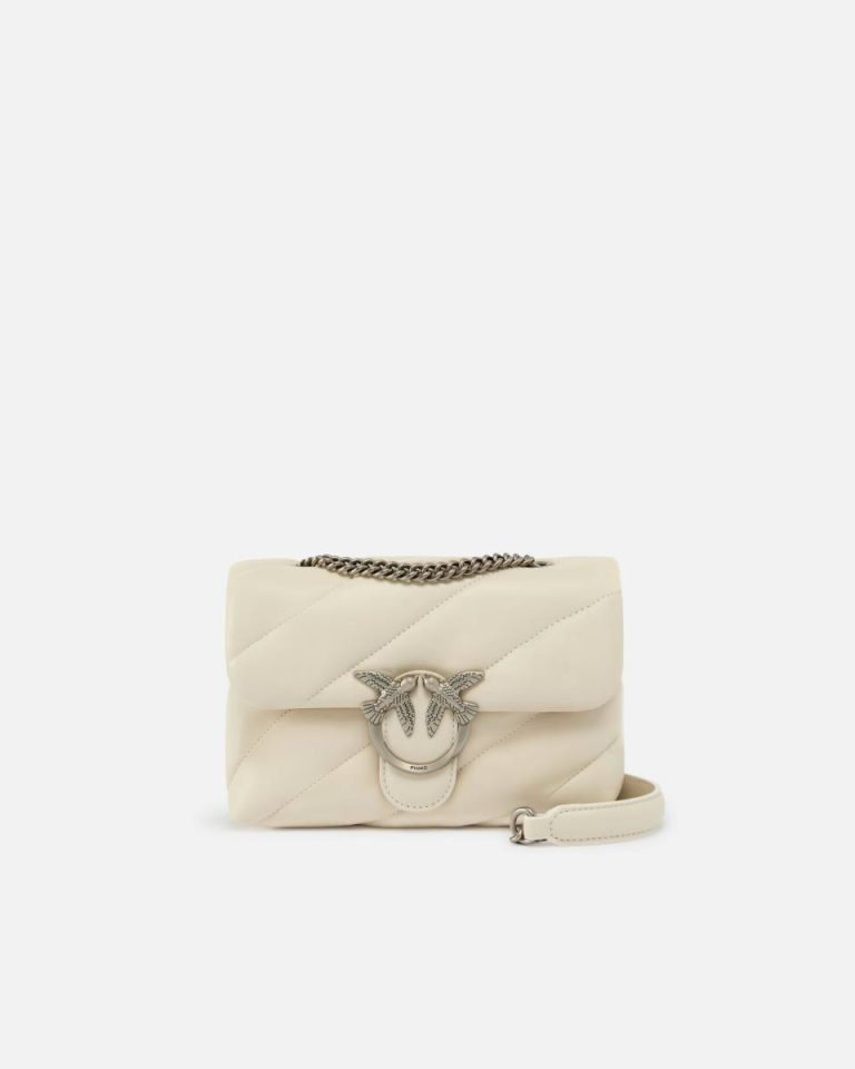 Pinko Shoulder Bags Mini Love Bag Puff Maxi Quilt White+White-Old Silver