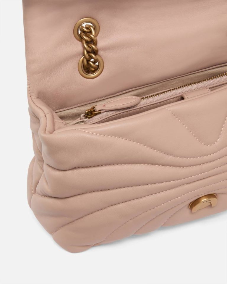 Pinko Shoulder Bags Pink/Dusty Pink-Antique Gold Love Bag Puff Large Butterfly Quilt Crossbody Bag - Image 4