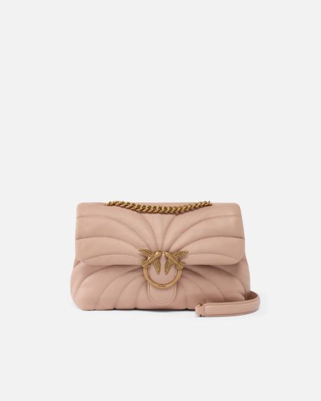 Pinko Shoulder Bags Pink/Dusty Pink-Antique Gold Love Bag Puff Large Butterfly Quilt Crossbody Bag