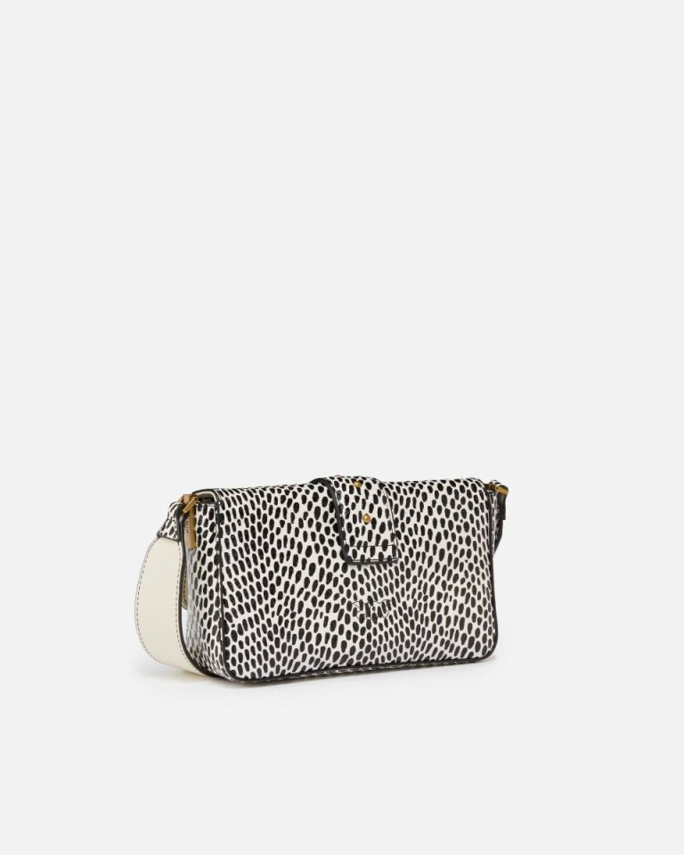 Pinko Shoulder Bags White/Black-Antique Gold Soft Mini Love Bag Reptile Polka Dots Bag With Shoulder Strap - Image 2