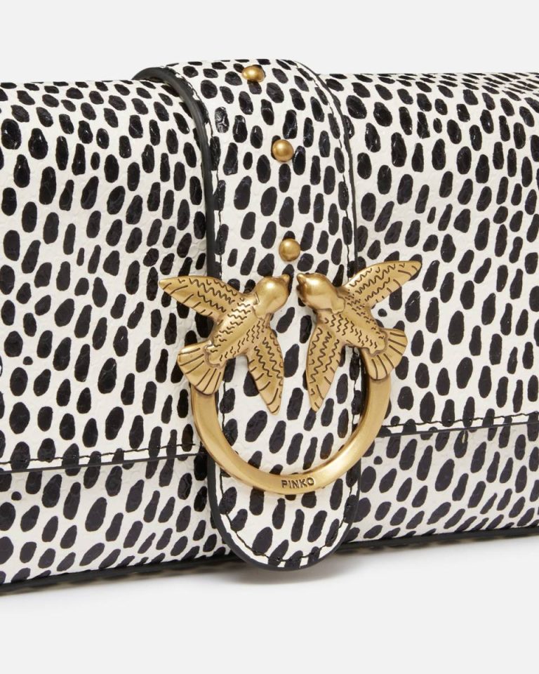 Pinko Shoulder Bags White/Black-Antique Gold Soft Mini Love Bag Reptile Polka Dots Bag With Shoulder Strap - Image 3