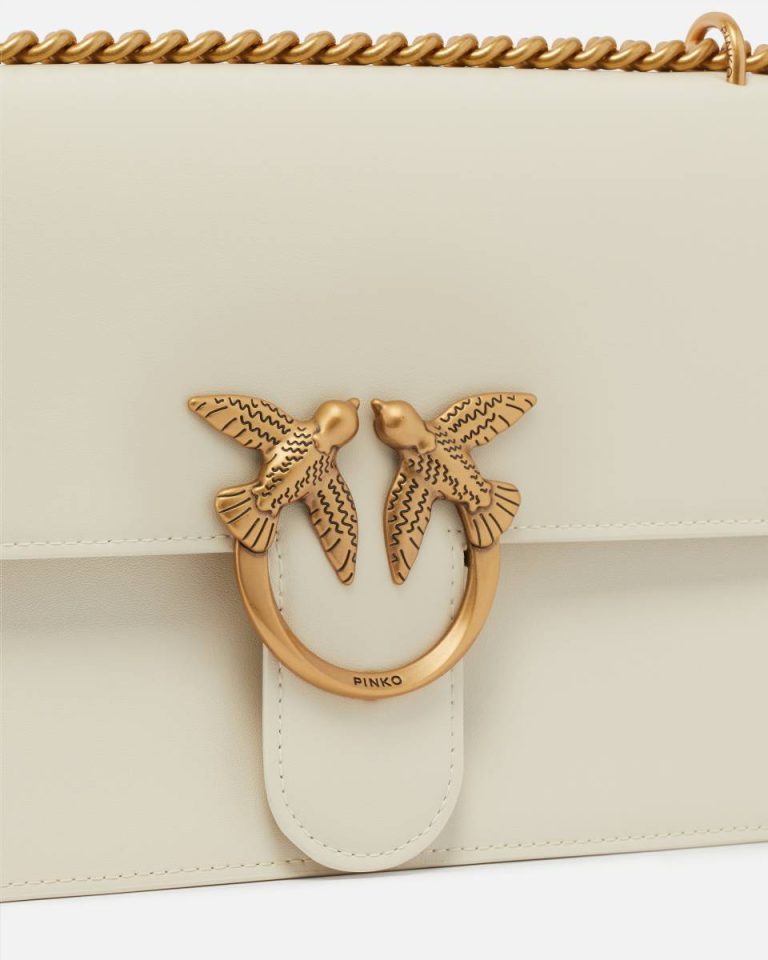 Pinko White+White-Antique Gold Classic Love Bag One Simply Shoulder Bags - Image 3