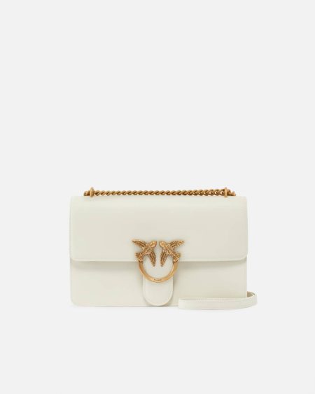 Pinko White+White-Antique Gold Classic Love Bag One Simply Shoulder Bags