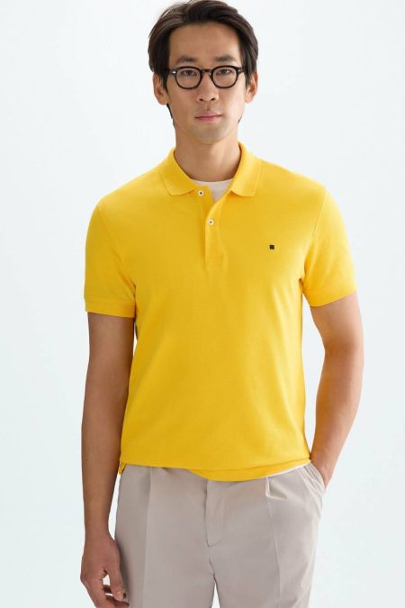 Piqué Polo Shirt Men Yellow Polo Shirts Purificacion Garci