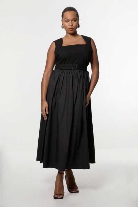 Plus Size Scoop Neck Jersey Cotton Mix Maxi Dress Maxi Dresses Karen Millen Camel Women