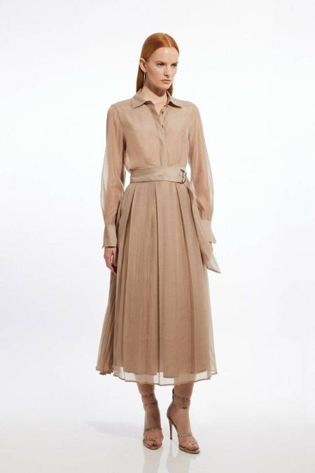Pocket Detail Organdie Woven Shirt Karen Millen Tailoring Navy Women
