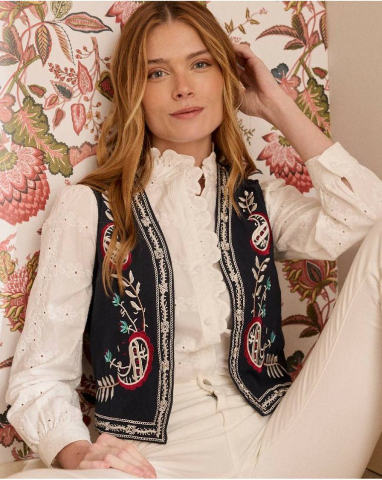 Polín Et Moi Abelina Embroidered Vest Women Blazer And Jackets Marine - Image 3