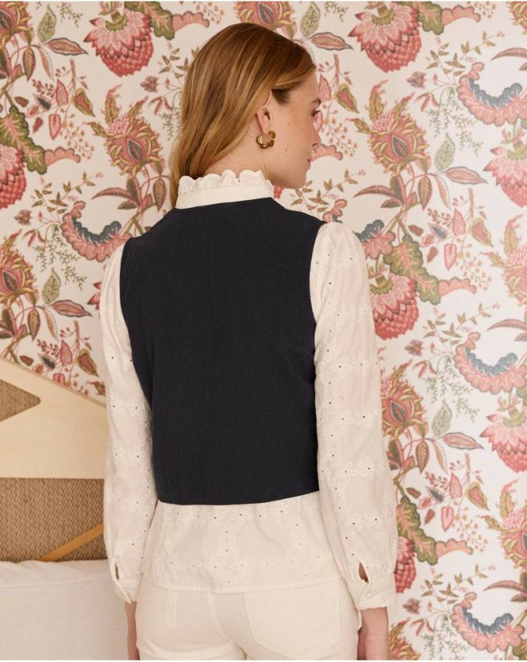 Polín Et Moi Abelina Embroidered Vest Women Blazer And Jackets Marine - Image 5
