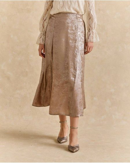 Polín Et Moi Antara Mid Lenght Skirt Gold Bottoms Women