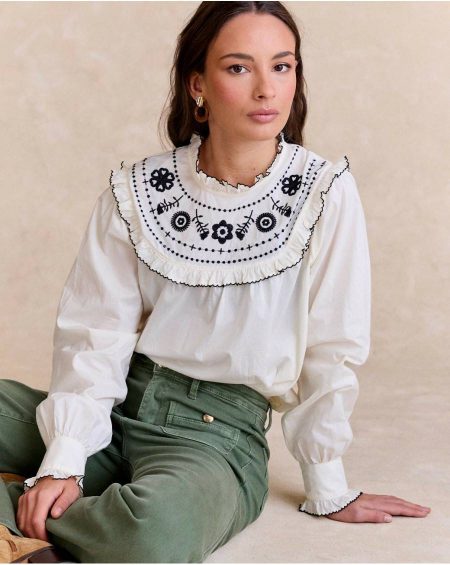 Polín Et Moi Indiana Collar Blouse Women White Blouses And Shirts