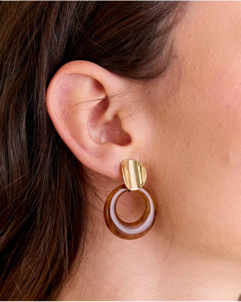 Polín Et Moi Jewelry Women Camel Arles Tortoiseshell Hoop Earring - Image 2