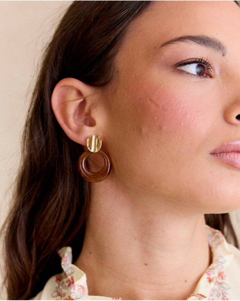 Polín Et Moi Jewelry Women Camel Arles Tortoiseshell Hoop Earring