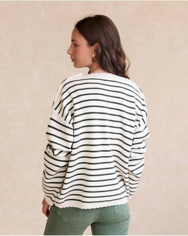 Polín Et Moi Sweater Rayas Lucu00Eda Cardigans And Sweaters Green Forest Women - Image 2