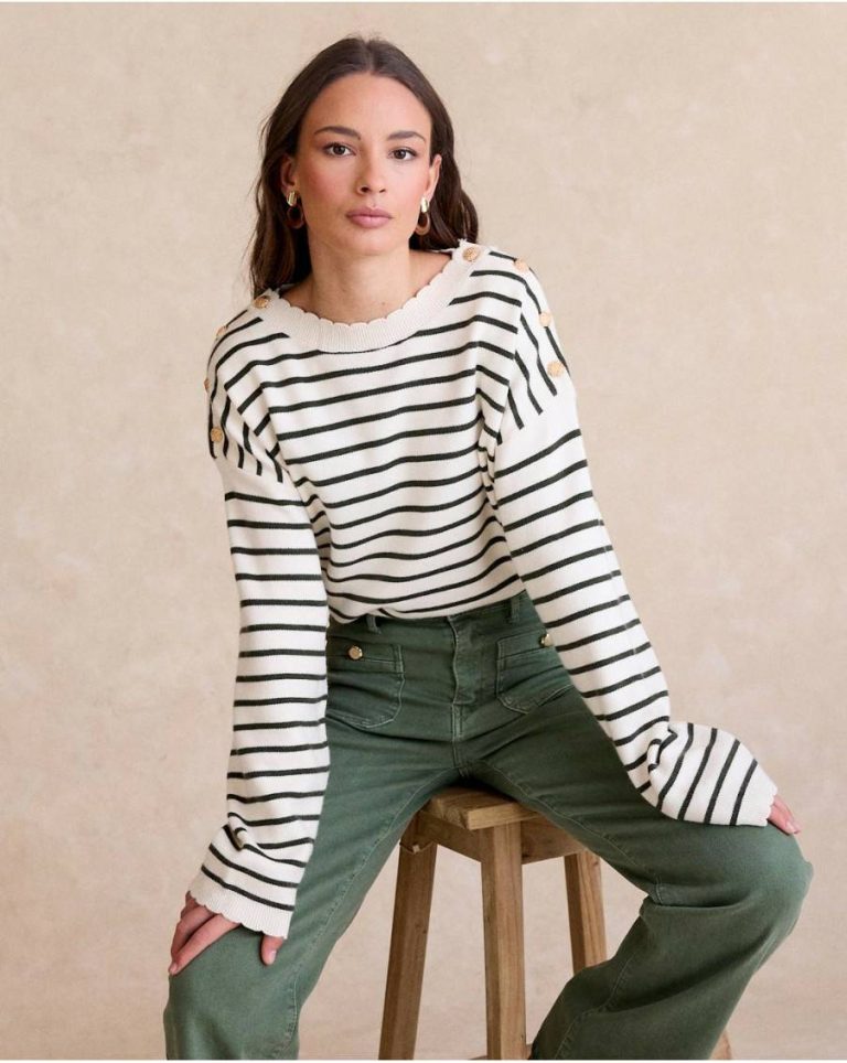 Polín Et Moi Sweater Rayas Lucu00Eda Cardigans And Sweaters Green Forest Women - Image 3