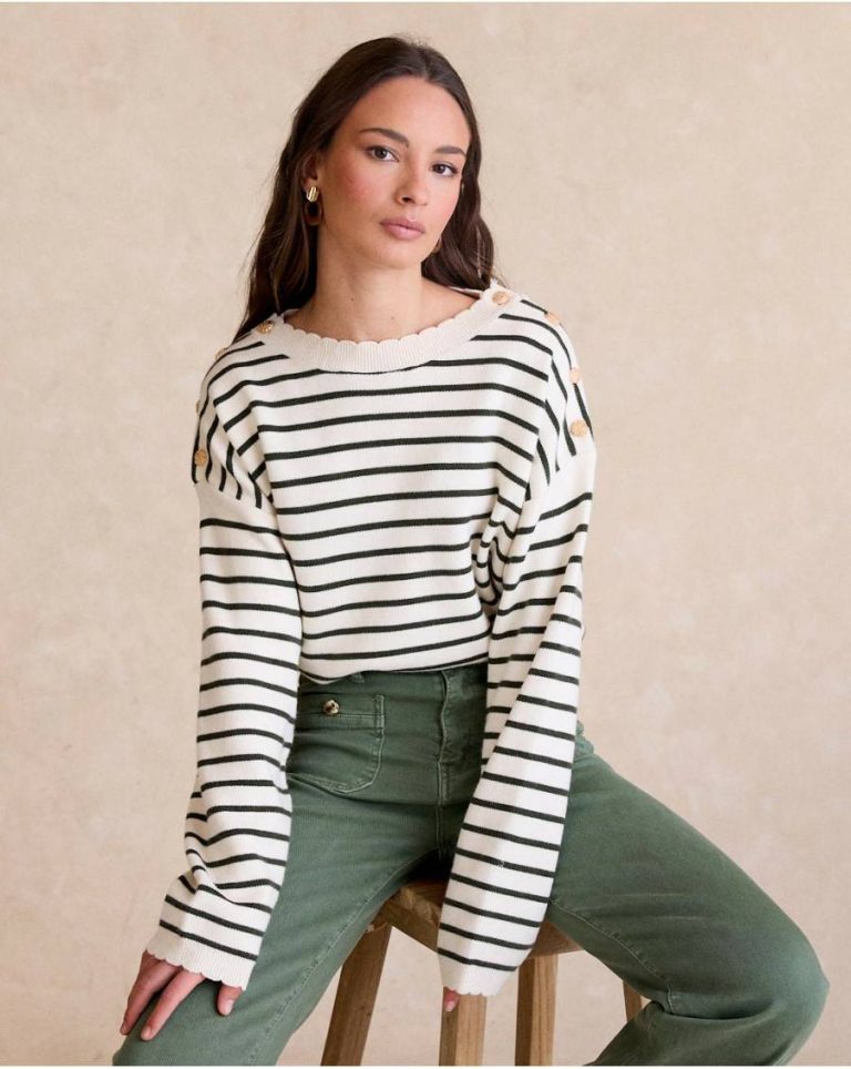 Polín Et Moi Sweater Rayas Lucu00Eda Cardigans And Sweaters Green Forest Women - Image 4