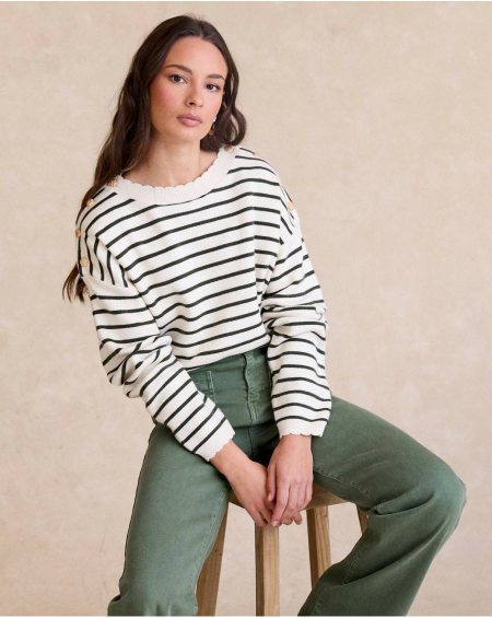 Polín Et Moi Sweater Rayas Lucu00Eda Cardigans And Sweaters Green Forest Women