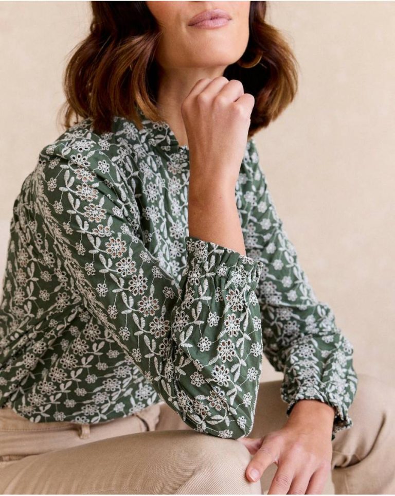 Polín Et Moi Women Aurora Ruffle Shirt Blouses And Shirts Green Forest - Image 3