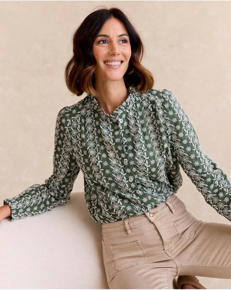 Polín Et Moi Women Aurora Ruffle Shirt Blouses And Shirts Green Forest - Image 5