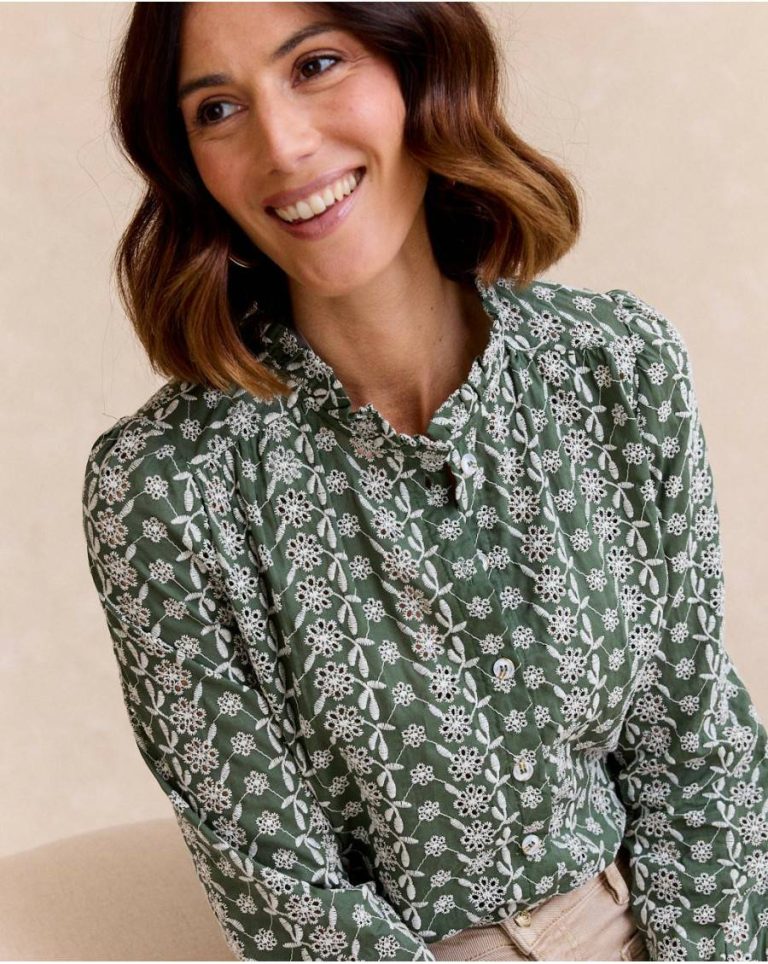 Polín Et Moi Women Aurora Ruffle Shirt Blouses And Shirts Green Forest