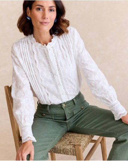 Polín Et Moi Women Blouses And Shirts White White Embroidered Shirt