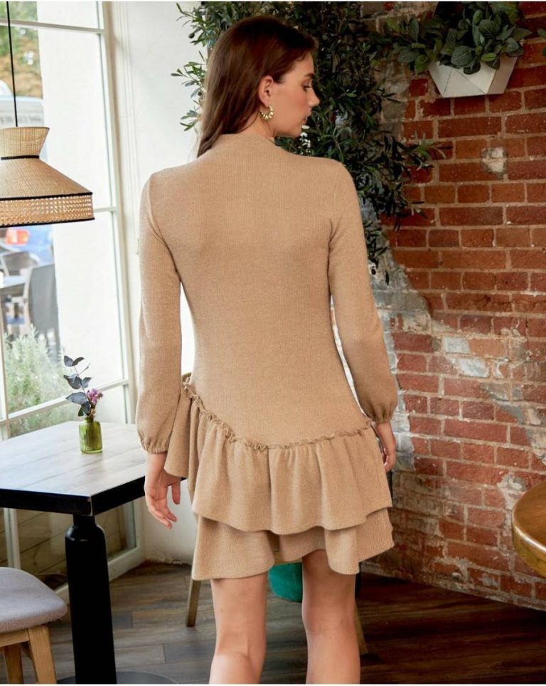 Polín Et Moi Women Camel Briseida Ruffle Dress Dresses - Image 2