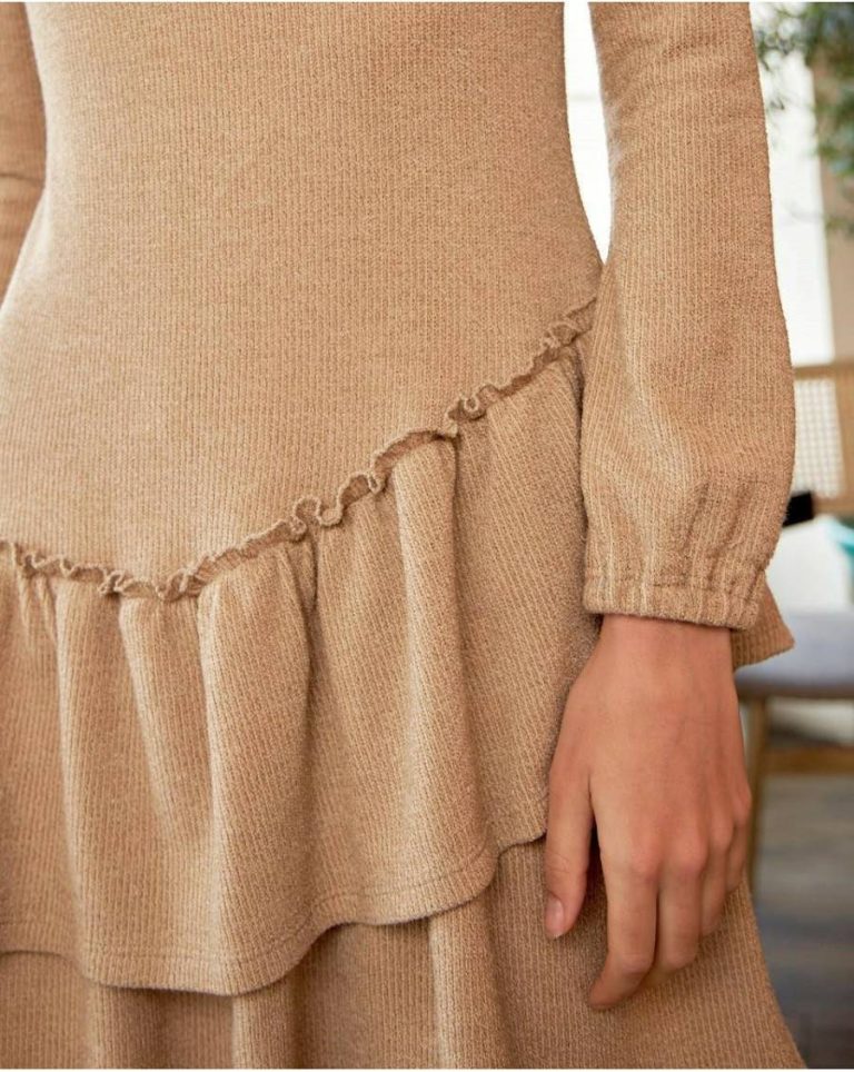 Polín Et Moi Women Camel Briseida Ruffle Dress Dresses - Image 4
