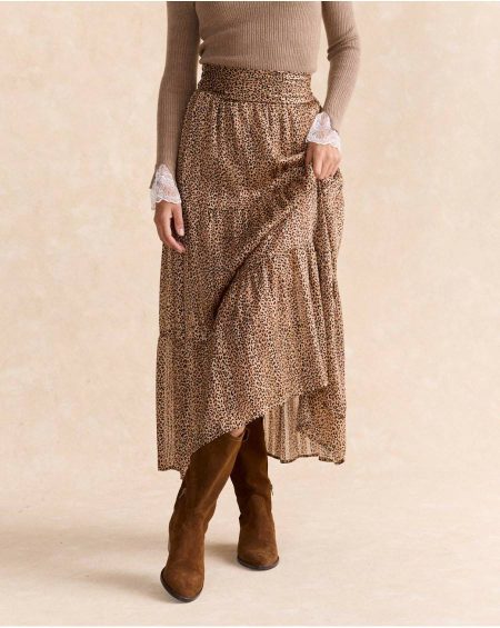 Polín Et Moi Women Camel Lurex Animalia Skirt Bottoms