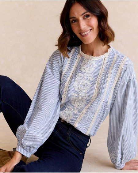 Polín Et Moi Women Celestial Blouses And Shirts Simona Striped Shirt