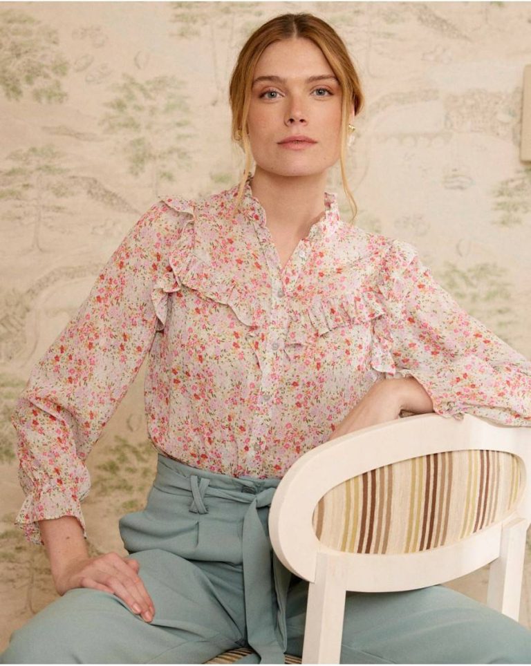 Polín Et Moi Women Water Green Blouses And Shirts Orian Ruffled Blouse - Image 2