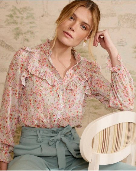Polín Et Moi Women Water Green Blouses And Shirts Orian Ruffled Blouse