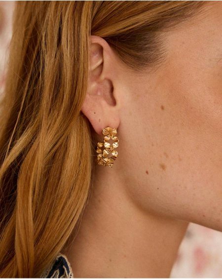 Polín Et Moi Women White/Gold Earrings Dorados Moi Jewelry