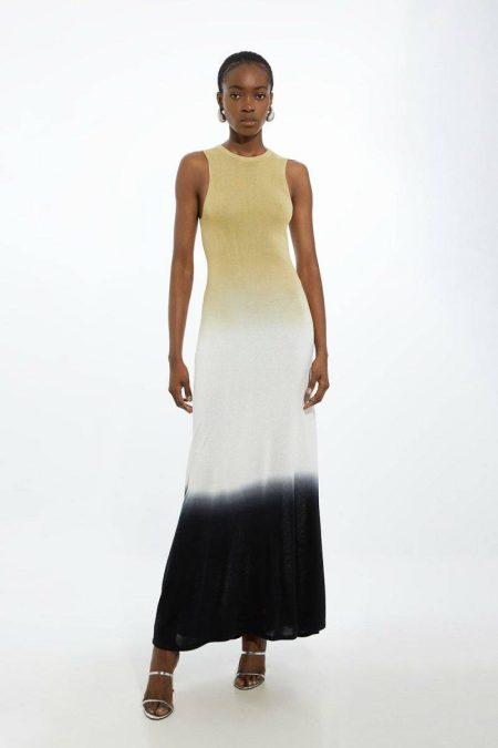 Premium Viscose Knit Ombre Maxi Dress Multi Women Karen Millen Maxi Dresses
