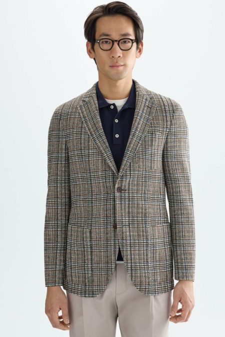 Prince Of Wales Check Cotton Knit Relaxed Fit Blazer Men Suits And Blazers Multicolor Purificacion Garci