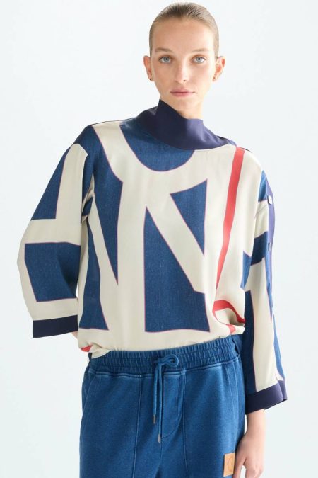 Print Twill Stretch Knit Oversize Blouse Multicolor Purificacion Garci Knitwear Women