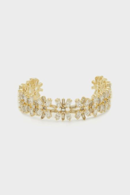 Purificacion Garci Bracelets Gold/Crystal Rectangles Cuff Women