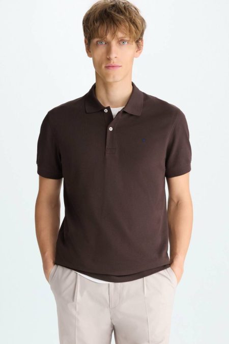 Purificacion Garci Brown Men Piqué Polo Shirt Polo Shirts